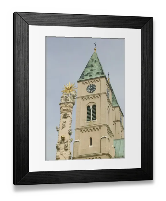 Framed Print : HUNGARY-Lake Balaton Region-VESZPREM: Castle Hill- Trinity Column & Cathedral of St