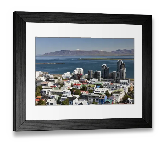 Framed Print : Elevated view of Reykjavik, Iceland Framed Print : Elevated view of Reykjavik, Iceland