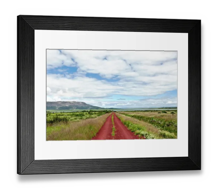 Framed Print : Red gravel road, Iceland Framed Print : Red gravel road, Iceland
