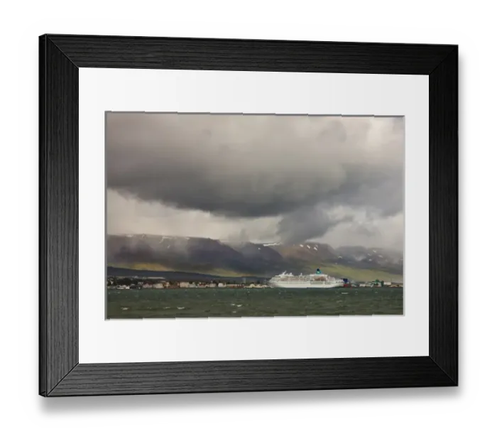Framed Print : Europe, Iceland, Akureyri. A cruise ship anchored in the harbor. Credit as: Don Grall Framed Print : Europe, Iceland, Akureyri. A cruise ship anchored in the harbor. Credit as: Don Grall
