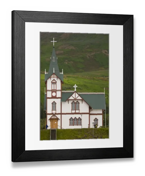 Framed Print : Europe, Iceland, Husavik. Christian church built in 1907. Credit as: Don Grall  / 