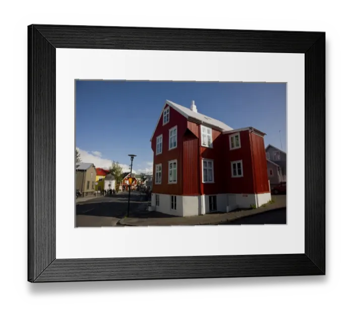 Framed Print : Europe, Iceland, Reykjavik. A red, metal-siding building being used as a gallery Framed Print : Europe, Iceland, Reykjavik. A red, metal-siding building being used as a gallery