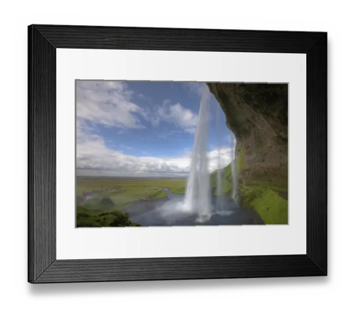Framed Print : Iceland, Selfoss. Scenic from behind the Seljalandsfoss waterfall. Credit as: Josh Framed Print : Iceland, Selfoss. Scenic from behind the Seljalandsfoss waterfall. Credit as: Josh