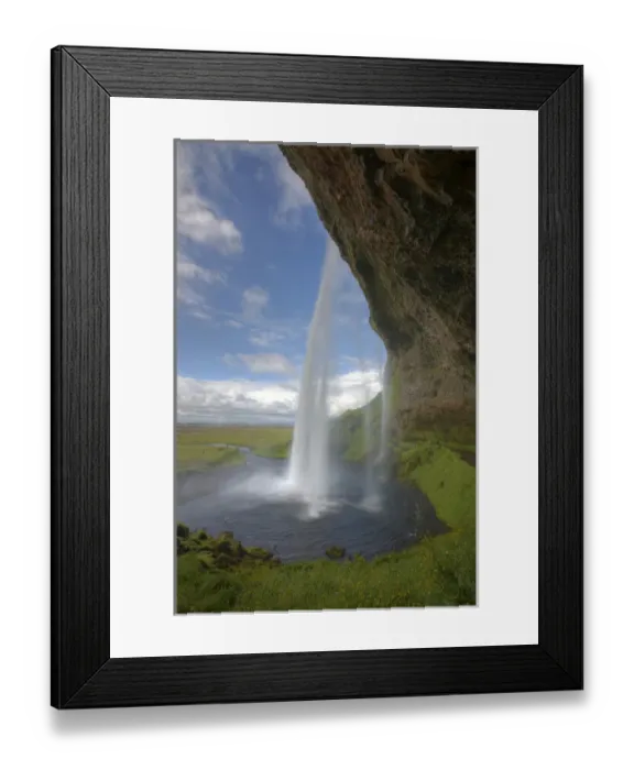 Framed Print : Iceland, Selfoss. Scenic from behind the Seljalandsfoss waterfall. Credit as: Josh Framed Print : Iceland, Selfoss. Scenic from behind the Seljalandsfoss waterfall. Credit as: Josh
