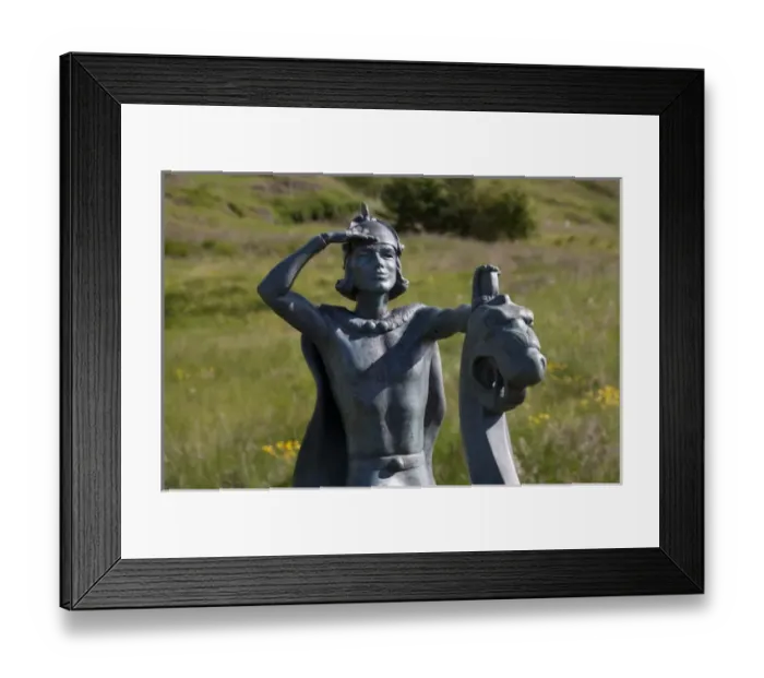 Framed Print : ICELAND20622_JUL2009_BARTRUFF. CR2-Statue of Viking mariner Leif Eiriksson discoverer