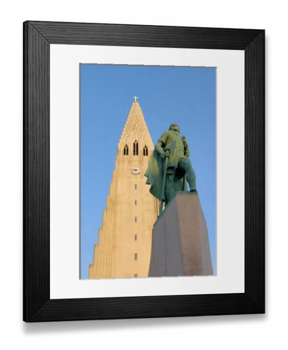 Framed Print : Iceland, Reykjavik, Hallgrimskirkja, Leif Eriksson Framed Print : Iceland, Reykjavik, Hallgrimskirkja, Leif Eriksson