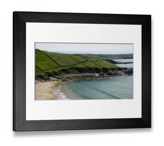 Framed Print : Europe, Ireland, Donegal. The blue sea meets the green hills on the coast. Credit as