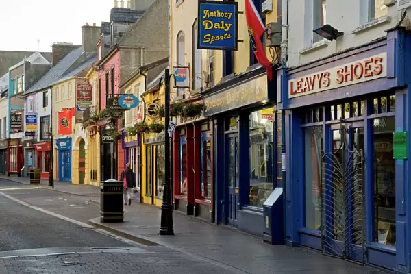 Europe, Ireland, Ennis. Early morning on a street in the center of town. Credit as