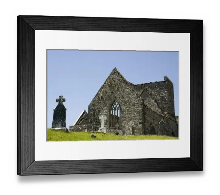 Framed Print : Europe, Ireland, County Mayo, Burrishoole Abbey. The stone ruins of the abbey and cemetery Framed Print : Europe, Ireland, County Mayo, Burrishoole Abbey. The stone ruins of the abbey and cemetery