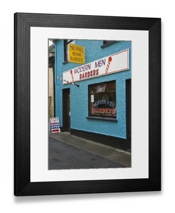 Framed Print : Ireland, Ennis. Modern Mens Barbershop Framed Print : Ireland, Ennis. Modern Mens Barbershop