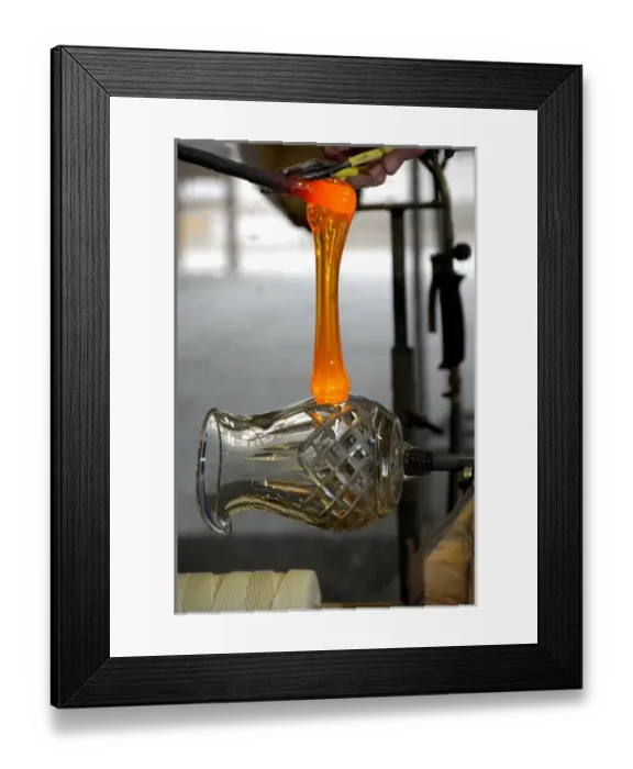 Framed Print : Europe, Ireland, Waterford. Waterford Crystal Factory. Molten glass handle for pitcher Framed Print : Europe, Ireland, Waterford. Waterford Crystal Factory. Molten glass handle for pitcher