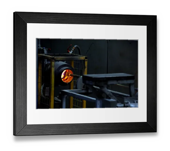 Framed Print : Europe, Ireland, Waterford. Waterford Crystal Factory. Glass oven, molten glass Framed Print : Europe, Ireland, Waterford. Waterford Crystal Factory. Glass oven, molten glass