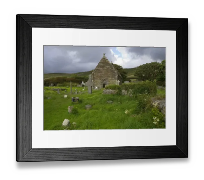 Framed Print : IRELAND, Kerry, Dingle Peninsula. ruins of Kilmalkedar Church, 12th century Framed Print : IRELAND, Kerry, Dingle Peninsula. ruins of Kilmalkedar Church, 12th century