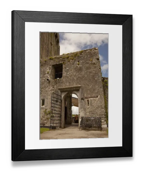 Framed Print : The Blarney Castle at the entranve to The Blarney Stone with a single tourist in Framed Print : The Blarney Castle at the entranve to The Blarney Stone with a single tourist in