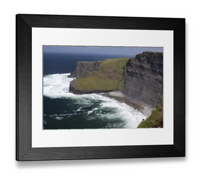 Framed Print : Scenic Cliffs of Moher and beach with the Atlantic Ocean and choppy waves