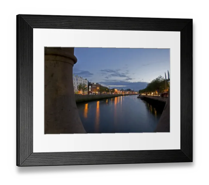 Framed Print : Dublin, Ireland. Evening descends along the River Liffey Framed Print : Dublin, Ireland. Evening descends along the River Liffey