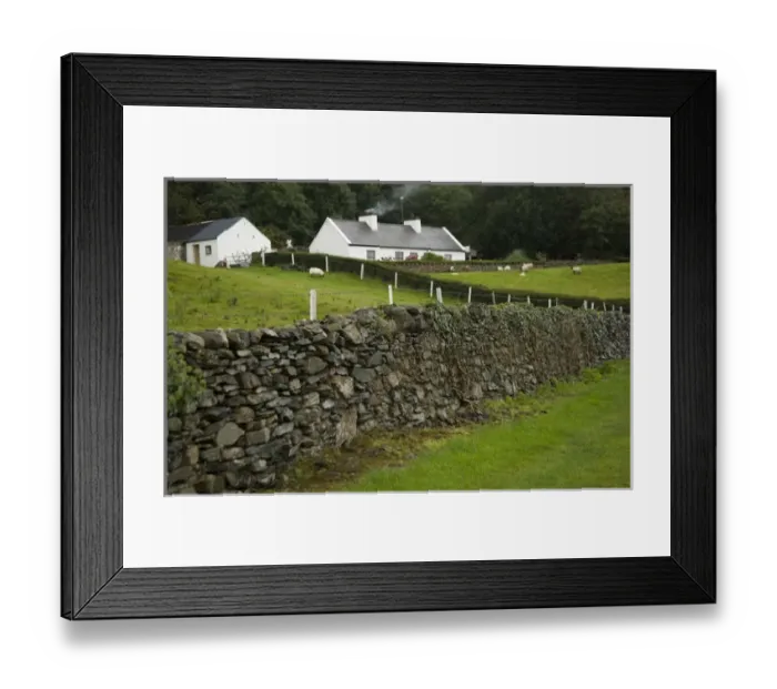 Framed Print : Farmhouse, Ireland, Countryside, Landscape, Fence, Smoke, Architecture
