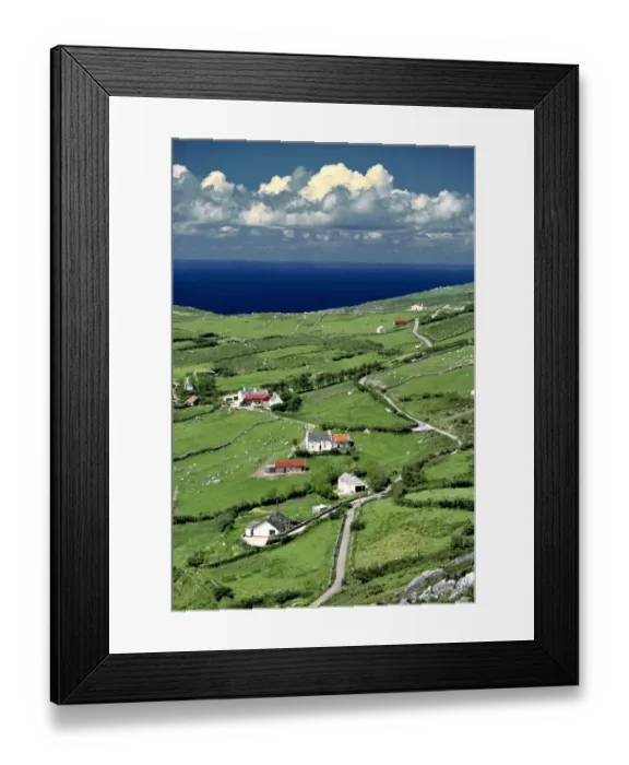 Framed Print : Europe, Ireland, Ring of Kerry. Red-roofed homes interrupt the green of Ring of Kerry Framed Print : Europe, Ireland, Ring of Kerry. Red-roofed homes interrupt the green of Ring of Kerry