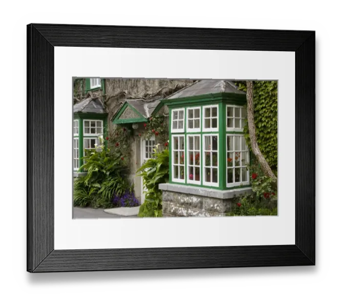Framed Print : Ireland, County Mayo, Cong, cottage, roses Framed Print : Ireland, County Mayo, Cong, cottage, roses