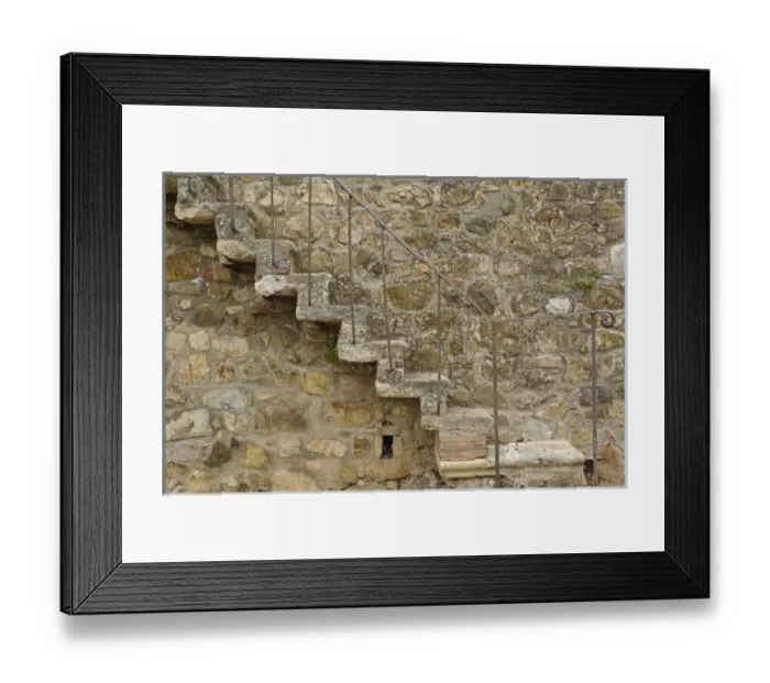 Framed Print : Stairs and stone wall, Castle Banfi in the heart of Tuscany, Montalcino, Italy Framed Print : Stairs and stone wall, Castle Banfi in the heart of Tuscany, Montalcino, Italy