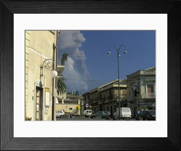 Framed Print : 04. View of Mt. Etna erupting from Nicolosi, Sicily, Italy