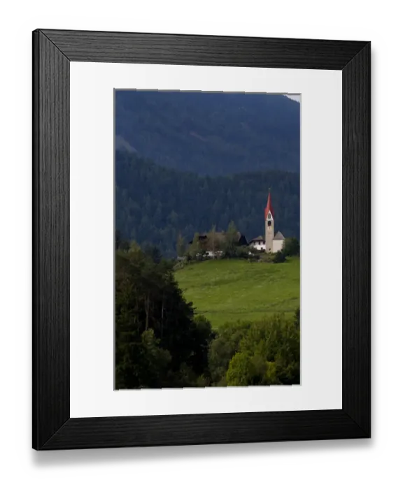 Framed Print : Beautiful lonely 500 year old church called St Margaret with lake near Dobbiaco valley Framed Print : Beautiful lonely 500 year old church called St Margaret with lake near Dobbiaco valley