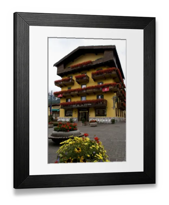 Framed Print : Hotel de la Poste of Cortina d Aamezzo in Italian Alps Dolomites mountains in