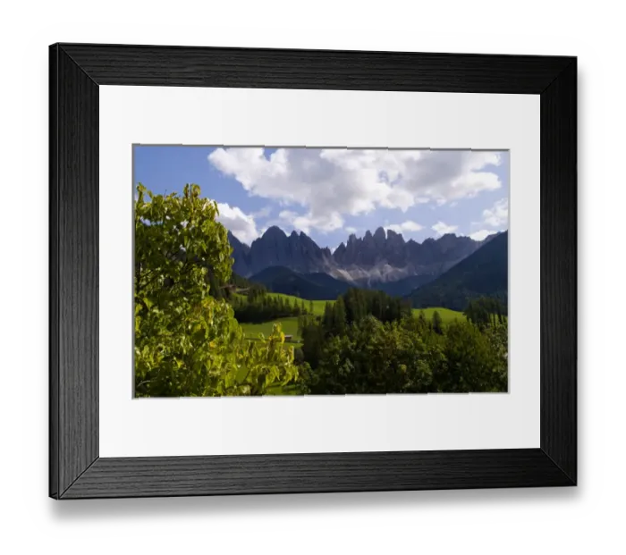 Framed Print : Beautiful isolated valley in the Italian Dolomites village of Val Di Funes mountains Framed Print : Beautiful isolated valley in the Italian Dolomites village of Val Di Funes mountains