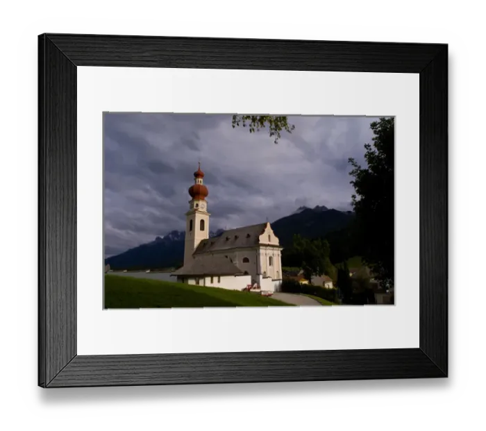 Framed Print : St Stephan Church and village of Niederdorf in Dolomites of Italian alpine area of Italy Framed Print : St Stephan Church and village of Niederdorf in Dolomites of Italian alpine area of Italy