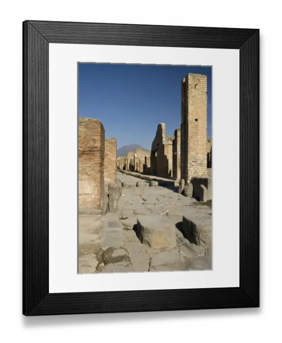 Framed Print : Europe, Europe, Italy, Campania, Pompeii. Uncovered streets of the ruined city with Framed Print : Europe, Europe, Italy, Campania, Pompeii. Uncovered streets of the ruined city with