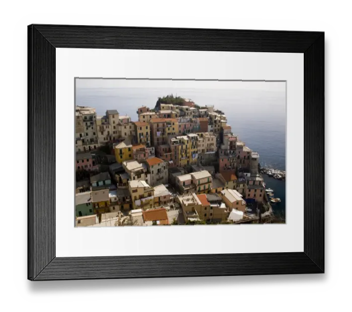 Framed Print : Europe, Italy, Cinque Terre, Manarola. Aerial view of the town. Credit as: Wendy