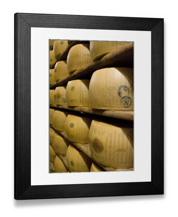 Framed Print : Europe, Italy, Ruberia. Shelves of aging Parmigiano-Reggiano cheese. Credit as: Wendy Framed Print : Europe, Italy, Ruberia. Shelves of aging Parmigiano-Reggiano cheese. Credit as: Wendy