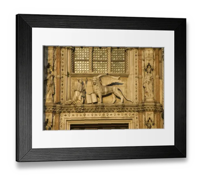 Framed Print : Europe, Italy, Venice, St. Marks Basilica. Detail above door with statue of St. Mark Framed Print : Europe, Italy, Venice, St. Marks Basilica. Detail above door with statue of St. Mark