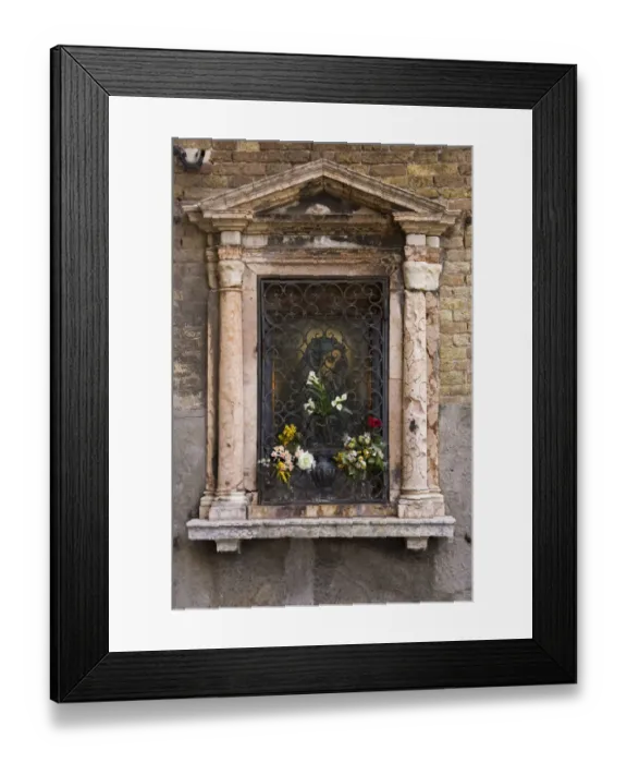 Framed Print : Europe, Italy, Venice. Devotional niche to Virgin Mary on street wall. Credit as Framed Print : Europe, Italy, Venice. Devotional niche to Virgin Mary on street wall. Credit as