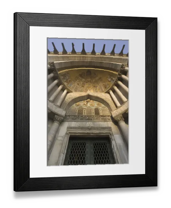 Framed Print : Europe, Italy, Venice, St. Marks Basilica. Door with gilded arch. Credit as