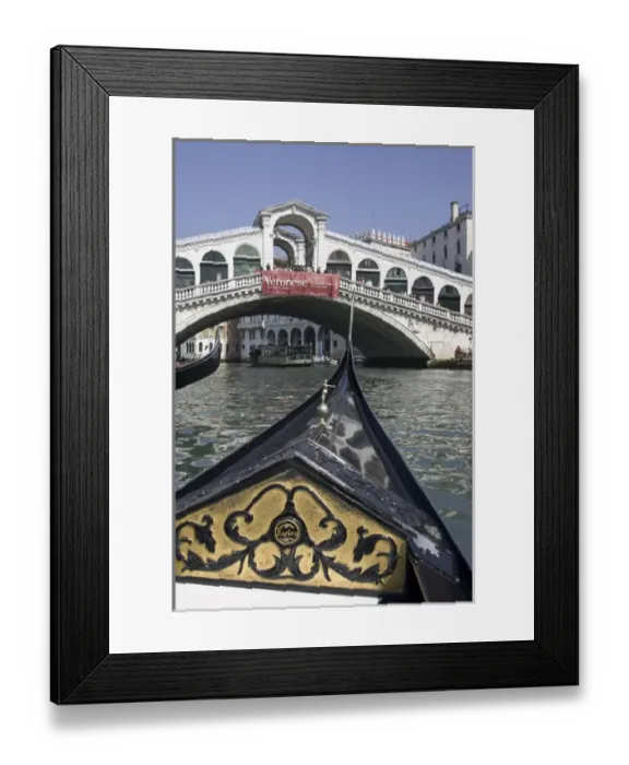 Framed Print : Europe, Italy, Venice. Prow of gondola approaching Rialto Bridge. Credit as: Bill Framed Print : Europe, Italy, Venice. Prow of gondola approaching Rialto Bridge. Credit as: Bill