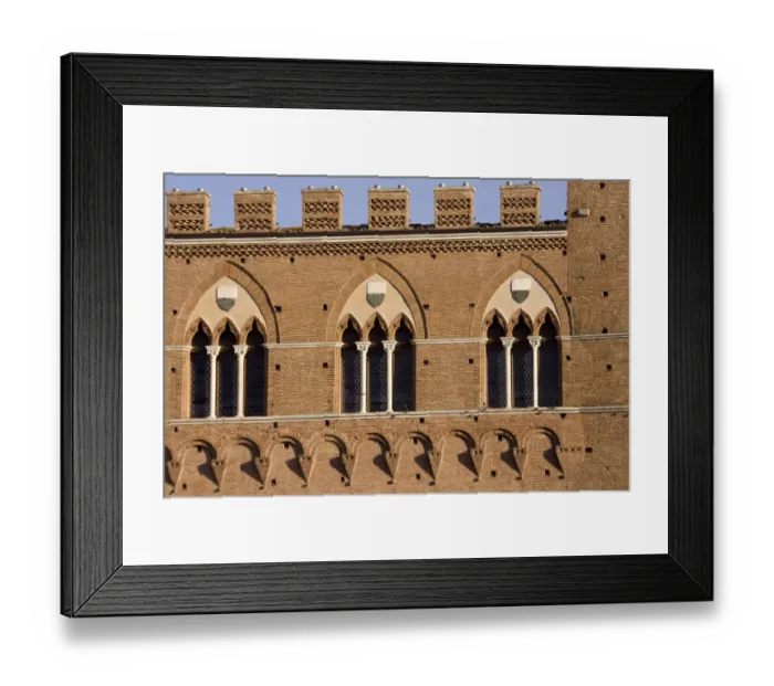 Framed Print : Europe, Italy, Tuscany, Sienna. Three windows on Torre del Mangia medieval building Framed Print : Europe, Italy, Tuscany, Sienna. Three windows on Torre del Mangia medieval building