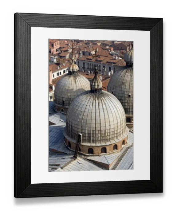 Framed Print : Europe, Italy, Venice. Looking down on the domes of St. Marks Basilica from the Campanile Framed Print : Europe, Italy, Venice. Looking down on the domes of St. Marks Basilica from the Campanile