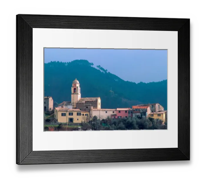 Framed Print : Europe, Italy, near Levanto. Tiny village in the mountains along the Ligurian Coast