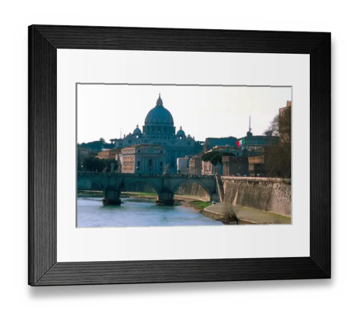 Framed Print : Europe, Italy, Rome. St. Peters Basilica looms over the Tiber River Framed Print : Europe, Italy, Rome. St. Peters Basilica looms over the Tiber River