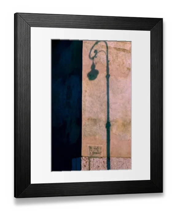 Framed Print : Europe, Italy, Verona. Shadow of street lamp on wall