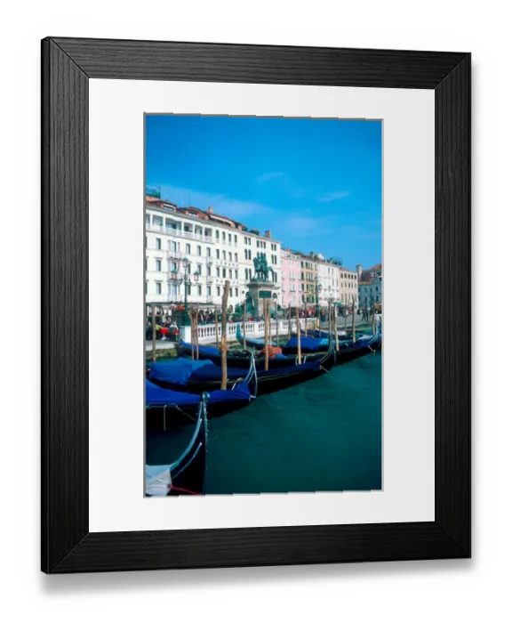 Framed Print : Europe, Italy, Venice. Goldolas lined up near Piazza San Marco