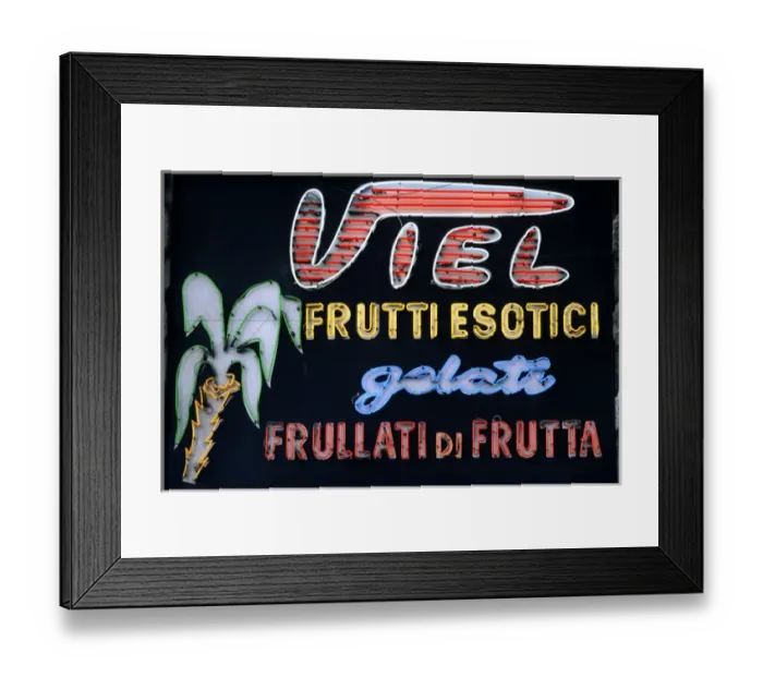 Framed Print : A fruit bar neon sign in Italy Framed Print : A fruit bar neon sign in Italy