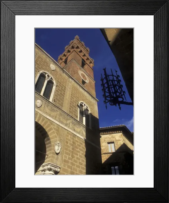Framed Print : Italy, Tuscany, Pienza, Classic, Renaissance, Architecture, Italy. A civic tower Framed Print : Italy, Tuscany, Pienza, Classic, Renaissance, Architecture, Italy. A civic tower