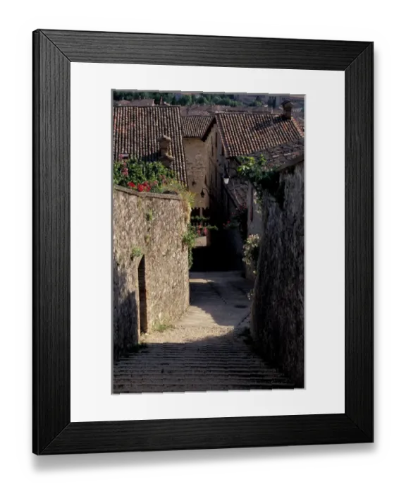 Framed Print : Europe, Italy, Umbria, Gubbio, steep alleyway