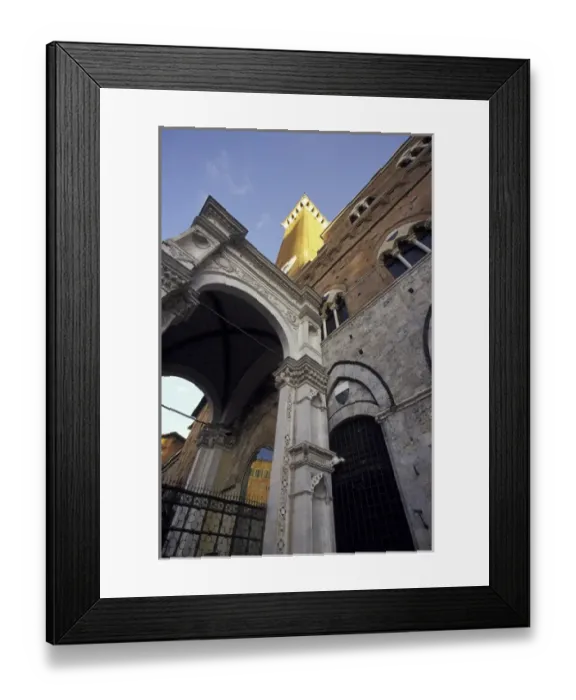 Framed Print : Italy, Tuscany, Siena Medieval town hall (13th C Palazzo Pubblico) in Piazza del Campo Framed Print : Italy, Tuscany, Siena Medieval town hall (13th C Palazzo Pubblico) in Piazza del Campo