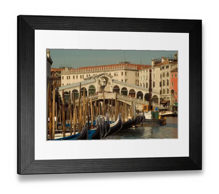 Framed Print : Italy, Gondolas line the waterways in Venice
