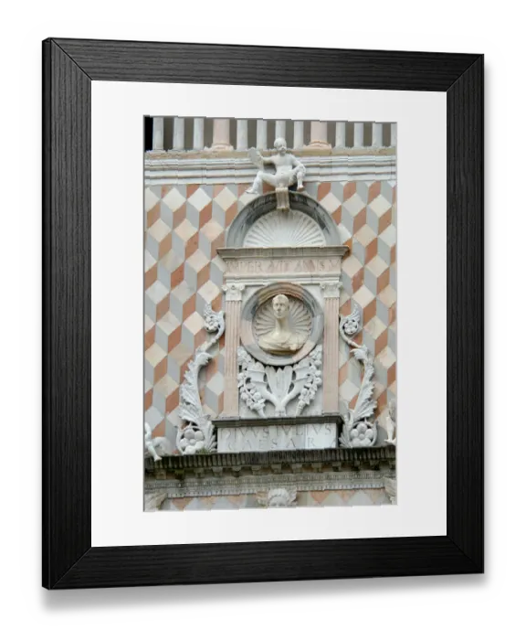 Framed Print : 04. Italy, Bergamo, detail of artwork on facade of Duomo Framed Print : 04. Italy, Bergamo, detail of artwork on facade of Duomo