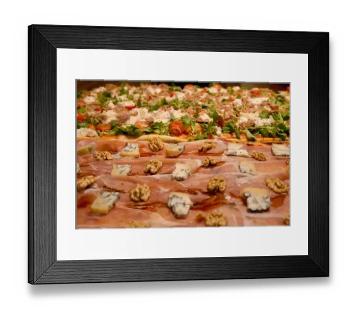 Framed Print : 04. Italy, Bergamo, pizza with blue cheese, prosciutto and walnuts (Editorial Usage Only)