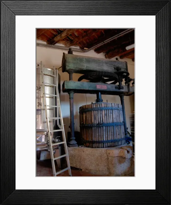 Framed Print : 04. Italy, early wine press, Poggi Winery near Bardolino (Editorial Usage Only)